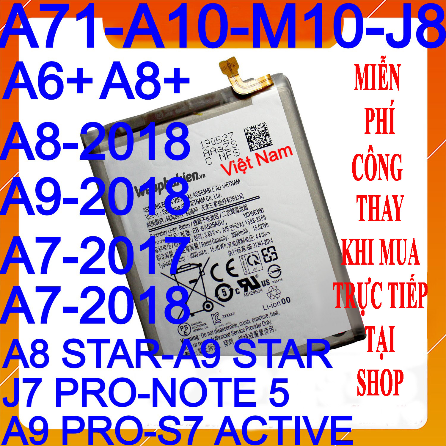 Pin zin hiệu webphukien dành cho máy samsung galaxy a71,a7 2018,m10,a10,a6 plus 2018,j8,a8 2018,a8 plus 2018,a8 star,a9 star,a9 2018,a9 pro 2015,s7 active,j7 pro,a7 2017,note 5