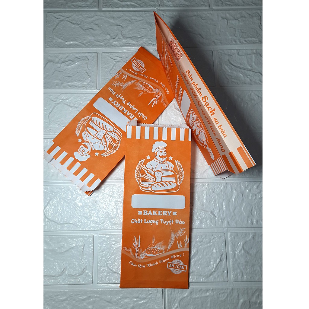 Túi giấy đựng bánh mì in sẵn 100 cái