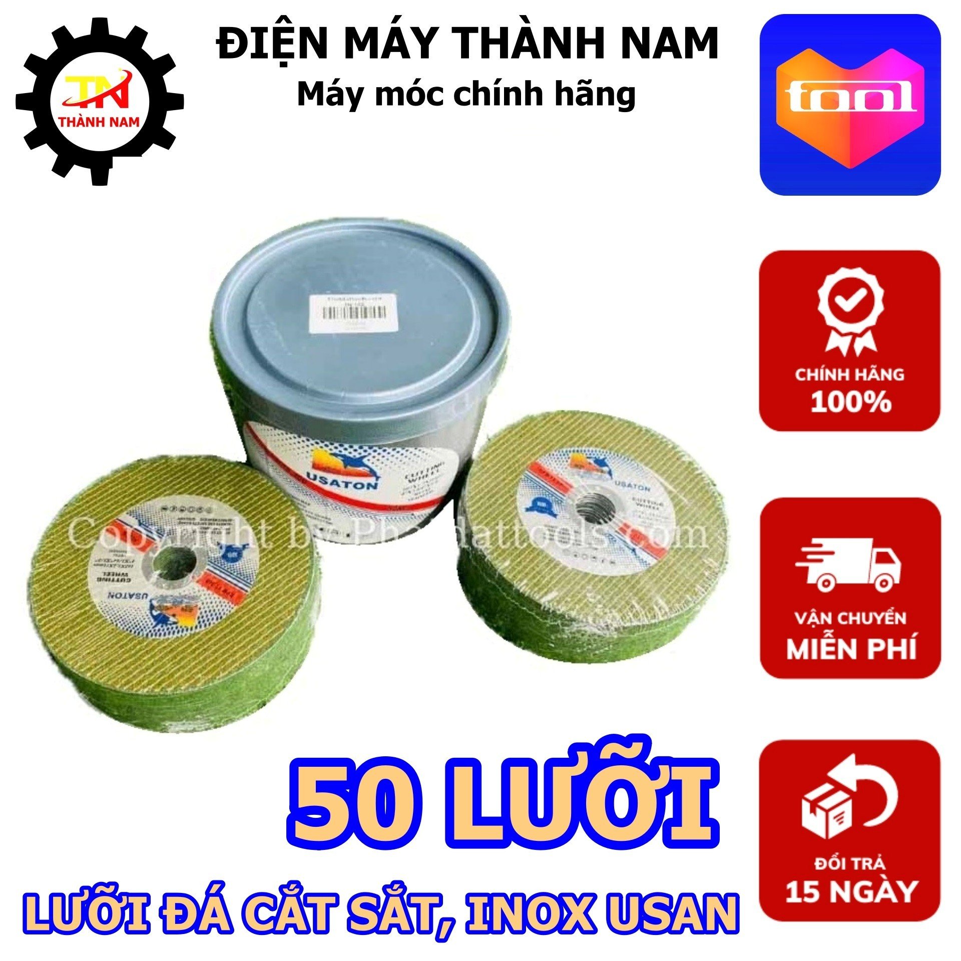 Hộp 50 viên đá cắt phi 100 - lưỡi đá cắt sắt . cắt inox usan 1 tấc