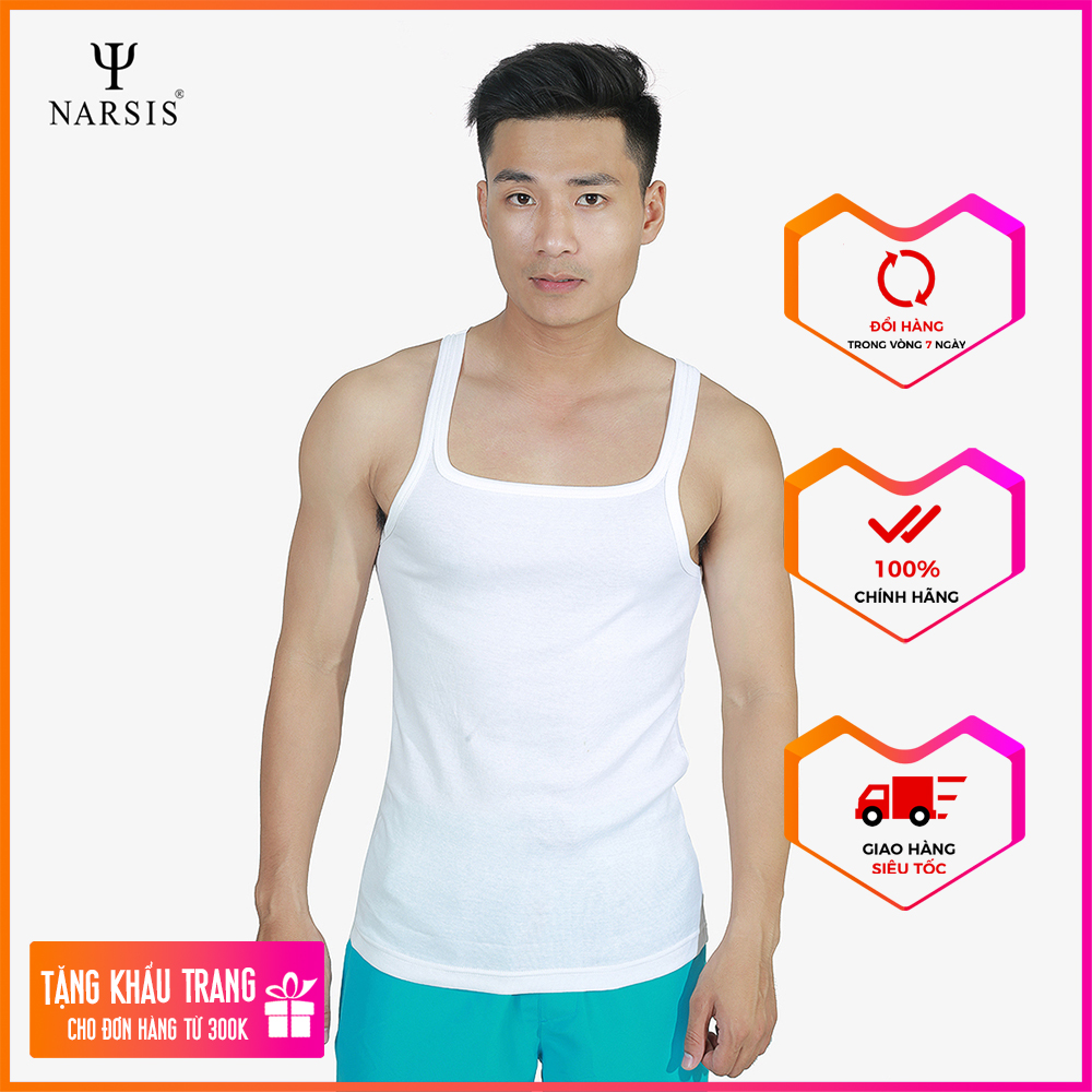 Áo thun nam Narsis D4051 màu trắng