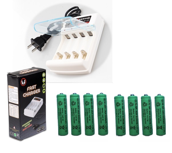 Bộ sạc pin AA, AAA đa năng kèm 8 pin đũa sạc AAA Ni-mH 1,2V 600mAh
