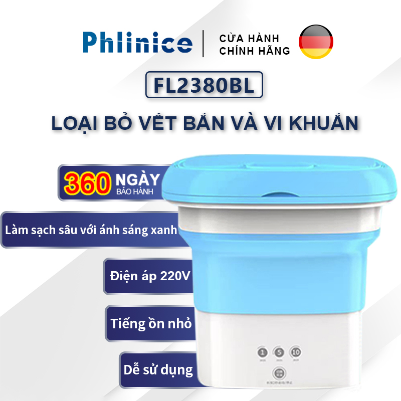 Máy giặt mini gấp gọn máy giặt đồ lót tất vớ giặt đồ cho bé dung tích 6L tự vắt khô Bằng Ánh Sáng Xanh giặt đồ lót đồ em bé Bảo hành 12 tháng