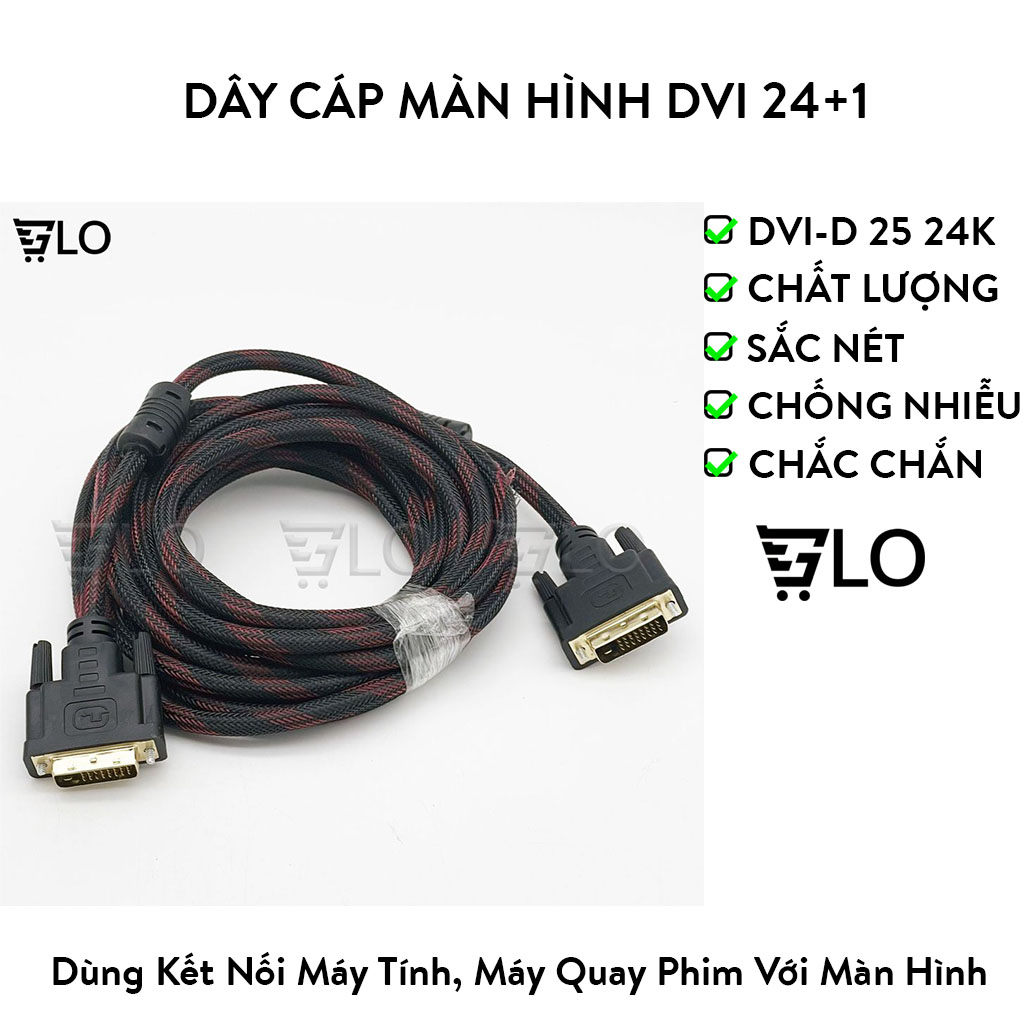 Dây cáp màn hình dvi 24+1 1.5m tới 10m hàng bọc dù chống nhiễu