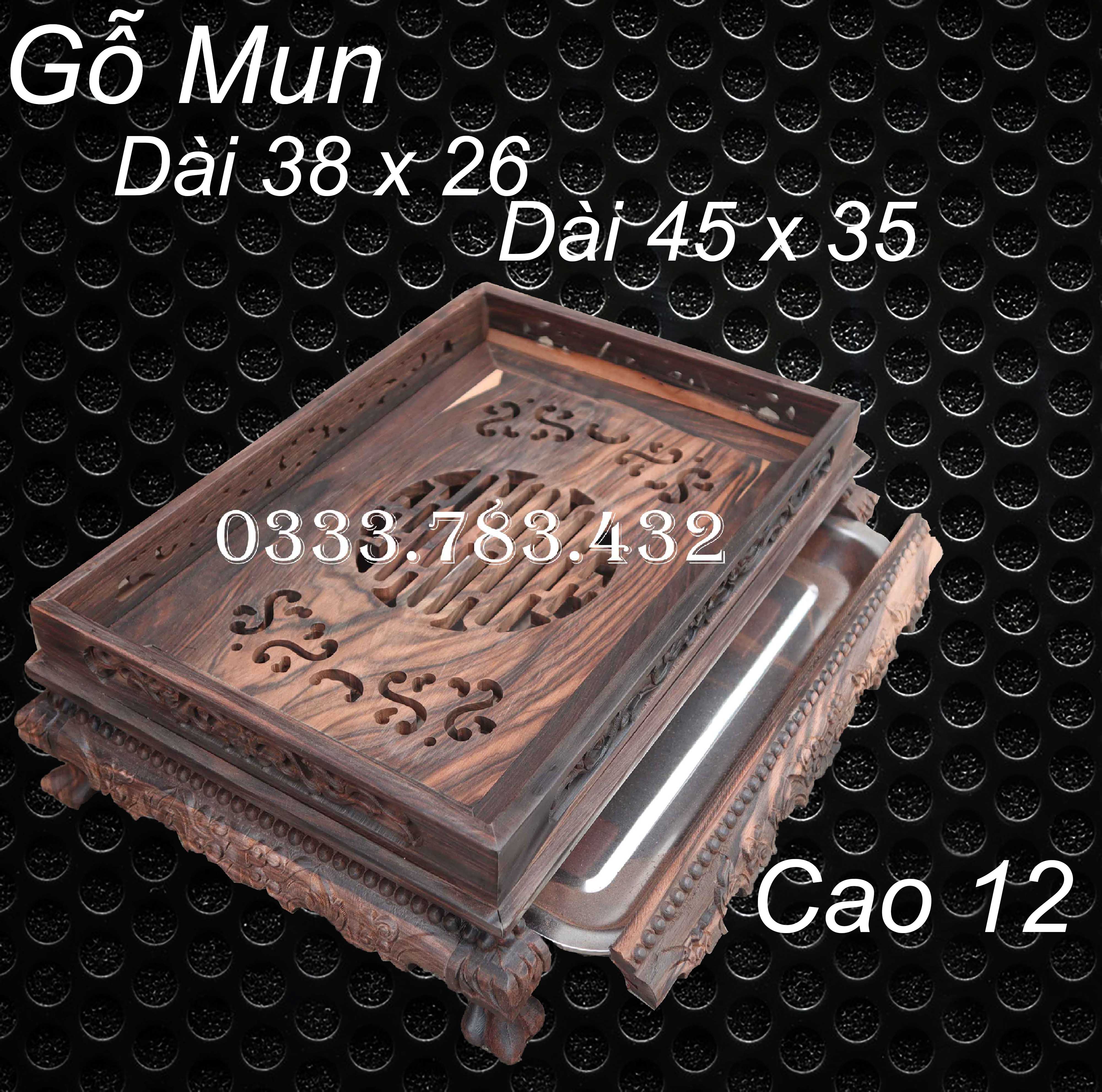 Khay trà chân quỳ phòng khách để bàn gỗ mun