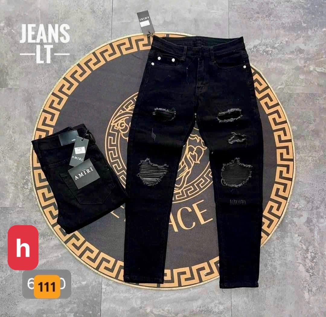 Quần jean nam rách  gối màu đen trơn chất liệu bò cao cấp co dãn 4 chiều form dáng skinny mẫu mới GANGA STORE QJ_2