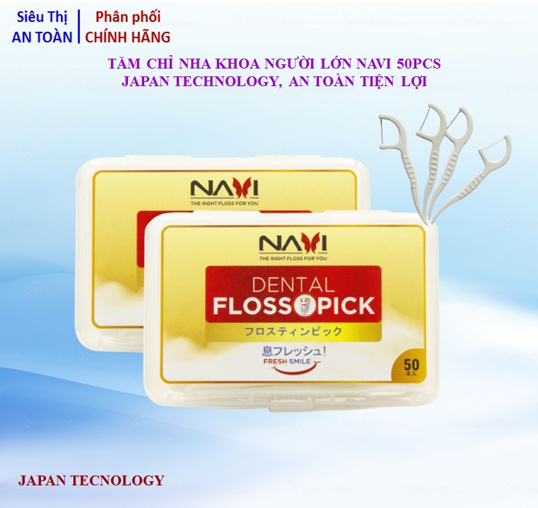 Tăm chỉ nha khoa Navi cao cấp Hộp 50 chiếc người lớn / trẻ em Japan Technology, tăm kẽ răng, tăm chỉ xỉa răng nha khoa, chỉ tăm nha khoa, tăm nhựa nha khoa, tăm xỉa răng