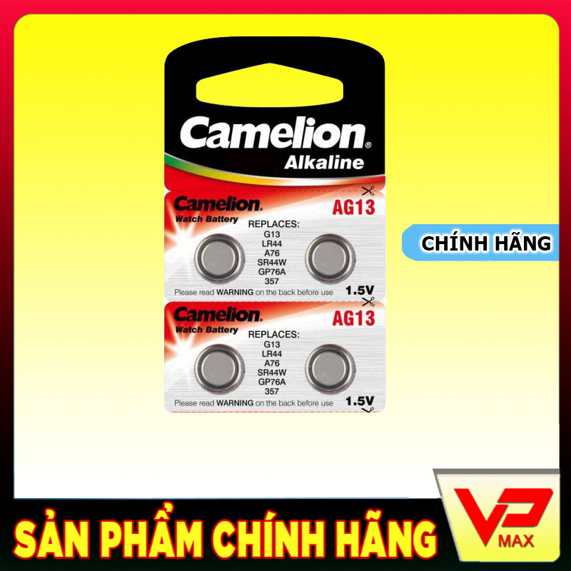 Combo 4 viên pin nút áo 1.5V Camelion AG13, LR44, A76, SR44W, GP76A, 357 hạt nút dùng cho điện thoại, đồng hồ, máy tính, đồ chơi - vpmax
