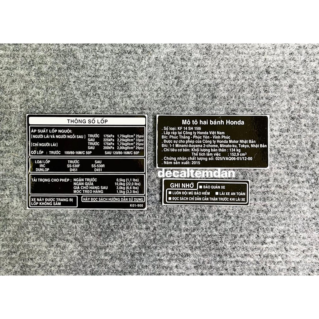 Ddxm - v6bn - bộ tem thông số sh 150i đời 2012 - 2016