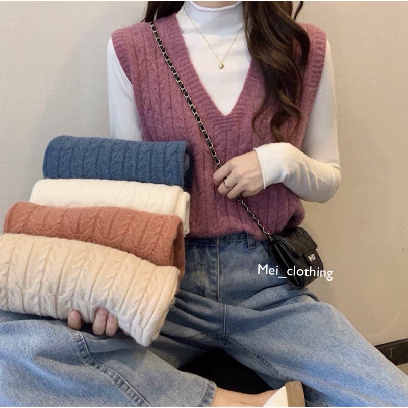 Áo gile len xẻ 2 vạt Quảng Châu dày dặn/ gile trơn xoắn thừng loại 1