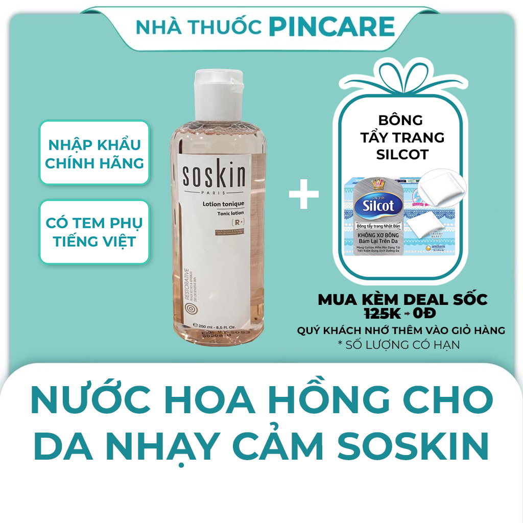 Toner cho da nhạy cảm soskin tonic lotion 250ml - nhà thu.ốc pincare