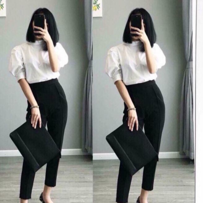 Quần baggy nữ vải sạn lưng chun chất co giãn