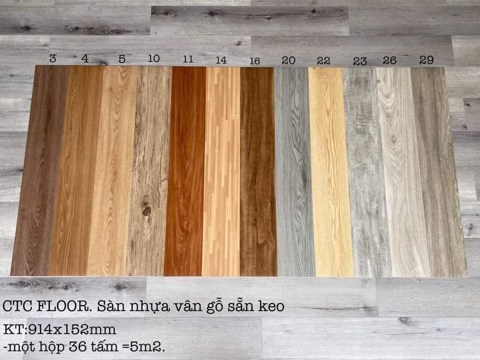 Sàn nhựa vân gỗ tự dính kt 91x15cm