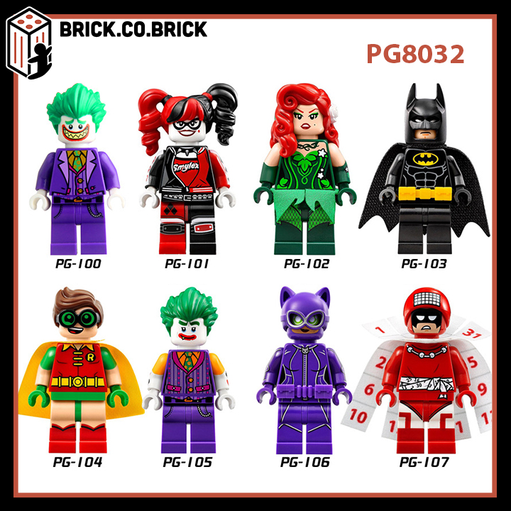 Dc batman joker harley quinn robin poison ivy đồ chơi lắp ráp người dơi mô hình siêu anh hùng pg8032