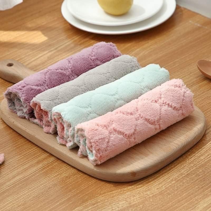 Combo 10 khăn lau tay vuông, khăn lau nhà bếp đa năng siêu thấm hút bằng vải mịn, không lo trầy xước các đồ vật có thể tái sử dụng lại