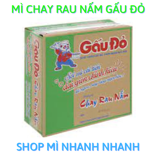 Thùng 30 gói mì chay rau nấm gấu đỏ 62gr - sợi mì cải tiến
