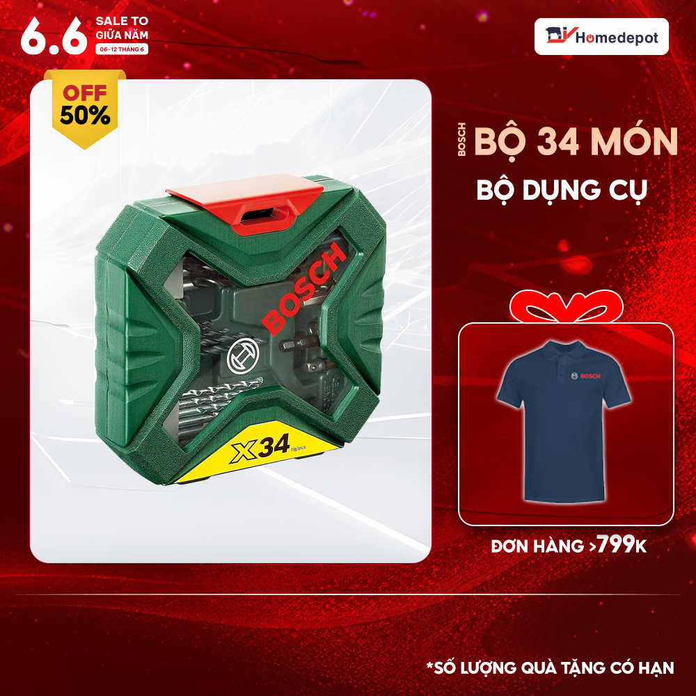 Bộ Mũi Khoan Và Vặn Vít 34 Món Bosch X-Line – 2607010608