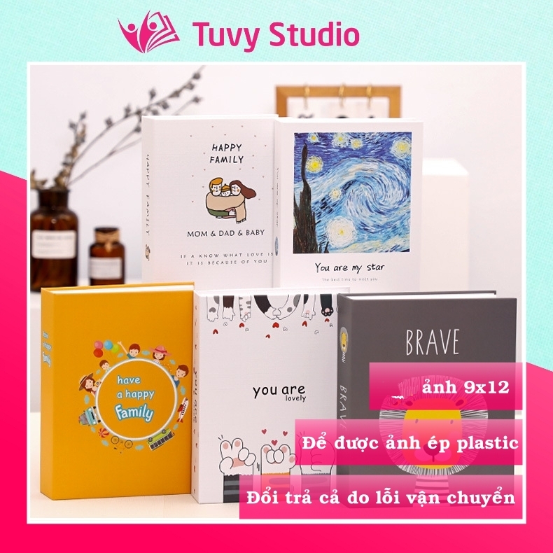 Album đựng ảnh 9x12 để 200 tấm bìa giấy cứng đẹp siêu cute để ảnh cho con, ảnh gia đình, làm quà tặng sẵn hàng tại Tú Vy Studio