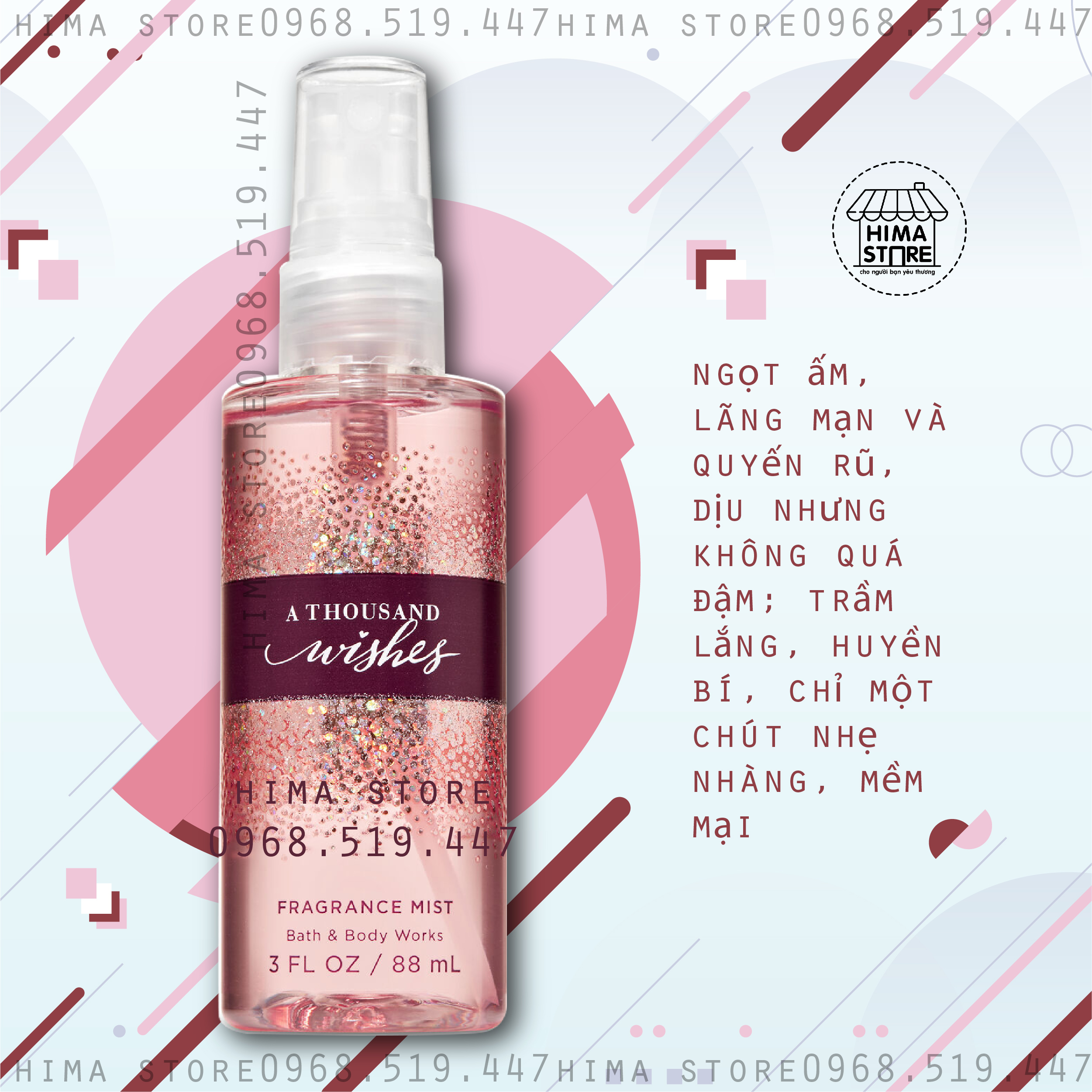 [HCM][MINI] Xịt thơm toàn thân Bath & Body Works Fine Fragrance Mist - A THOUSAND WISHES (88ml)