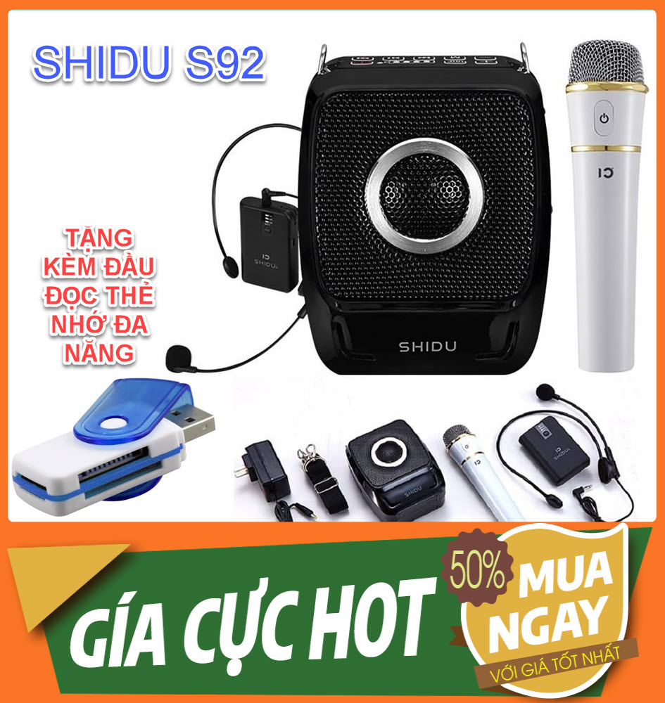  SIÊU ƯU ĐÃI CHÀO NĂM HỌC MỚI: Máy trợ giảng không dây Shidu S92 - Hỗ trợ đọc thẻ 32gb - Sóng không dây UFH - loa to không rè - cho giảng viên giáo viên nhân viên bán hàng 