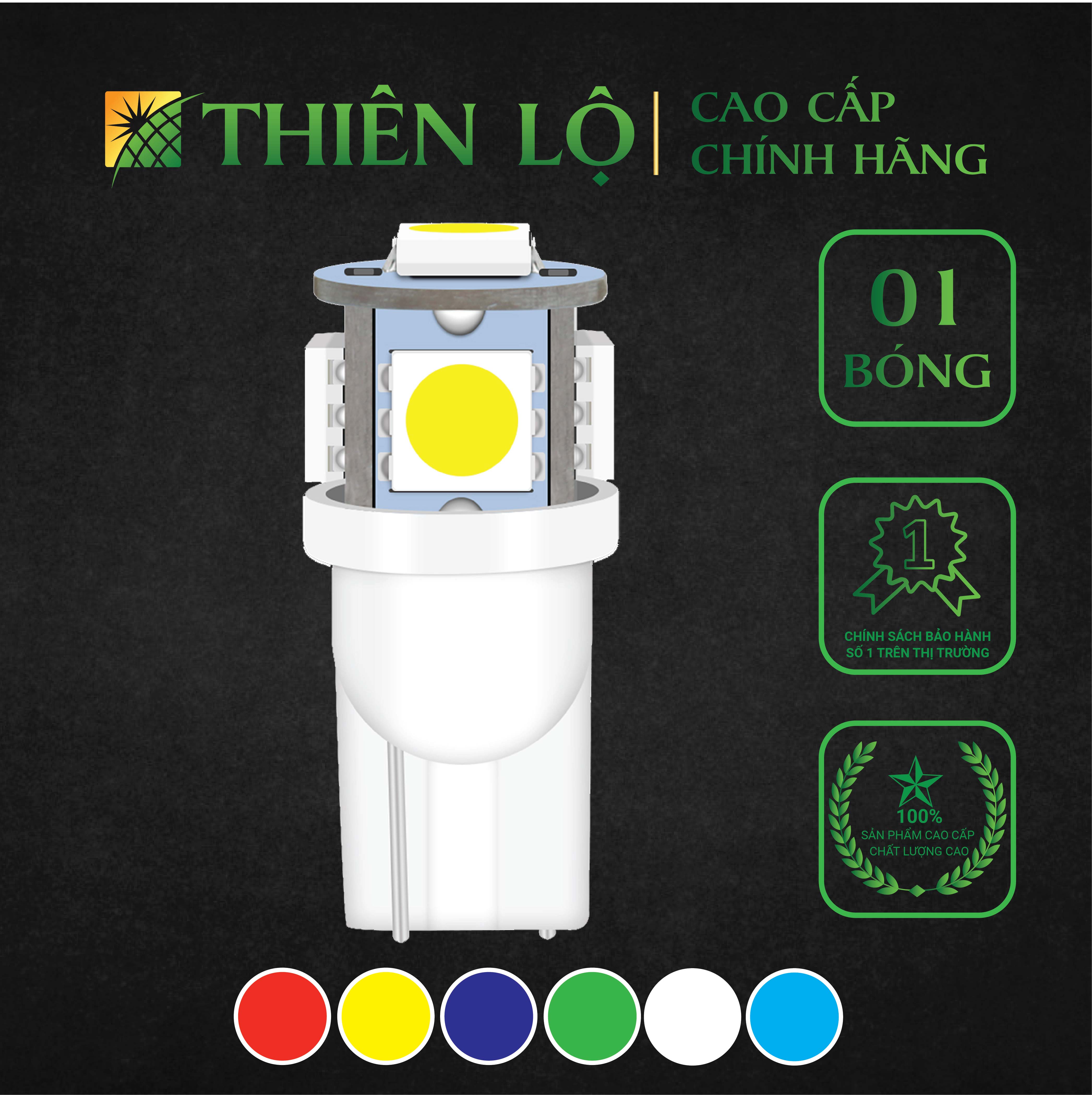 [CHIP THẾ HỆ MỚI] Bóng LED T10 đèn xi nhan, đèn demi 5 SMD Chip 5050 cực sáng cao cấp thay thế cho ô tô xe máy - Bóng đèn của Thiên Lộ