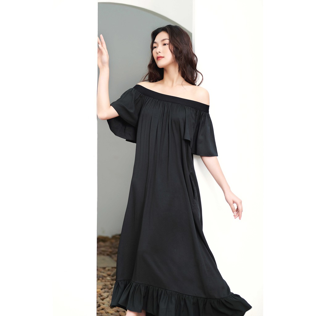 LIIN - Đầm lụa thoáng mát thiết kế trượt xoè trễ vai sang chảnh, nữ tính