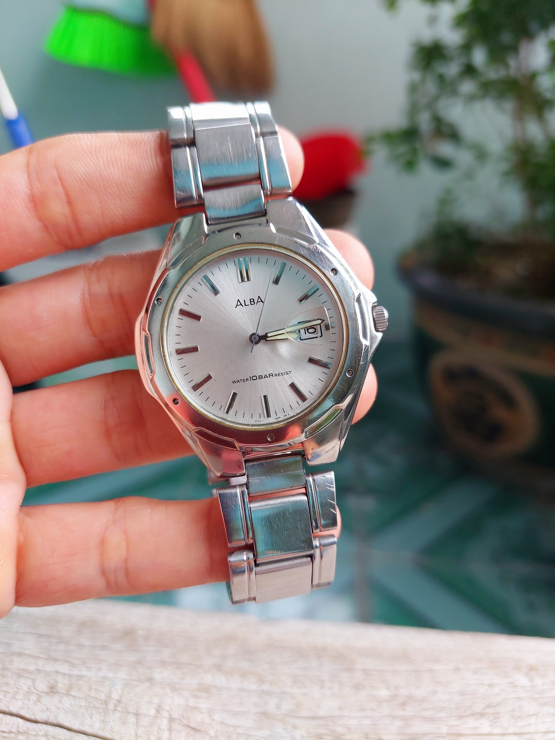 Đồng hồ nam Alba mặt trắng chạy pin hàng Si