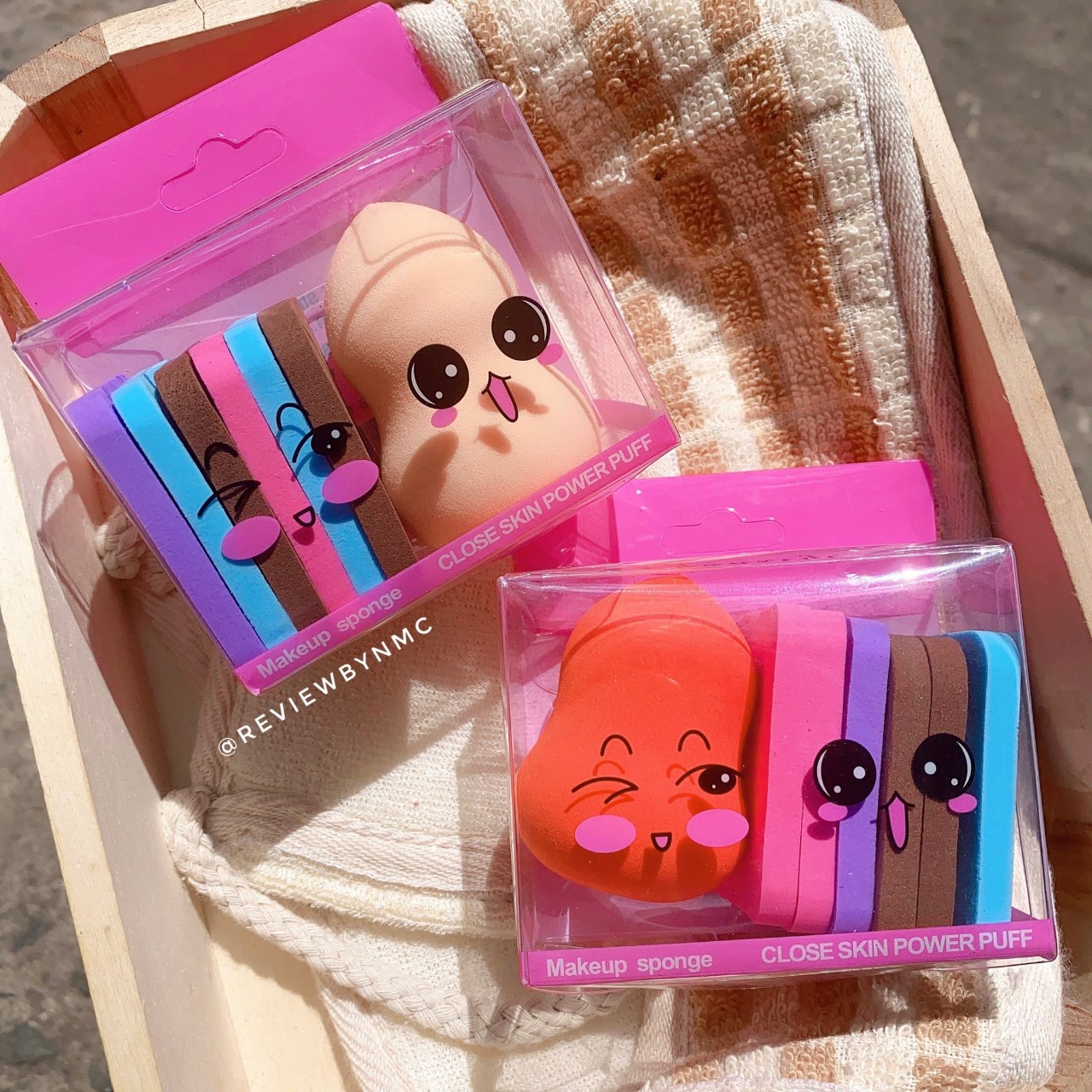 Bông phấn hồ lô + power puff 6 miếng