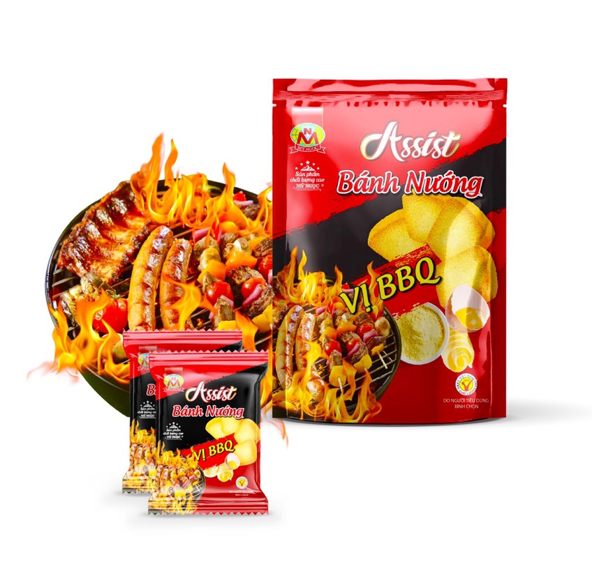 Assist - 220g Bánh nướng VỊ BBQ phô mai, GIÒN TAN - béo PHÔ MAI - thơm VỊ NƯỚNG, ăn thử ĐỂ ghiền thật