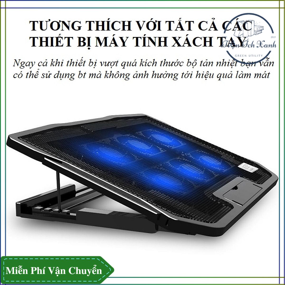 Đế tản nhiệt laptop️freeship️đế tản nhiệt laptop cao cấp 6 quạt mạnh mẽ - quạt tản nhiệt tích hợp thêm cổng usb h9