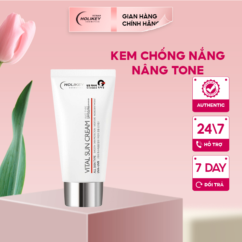 Kem chống nắng Holikey Hàn Quốc Vita Sun CreamvSPF50/PA++++ 70ml bảo vệ da, dưỡng trắng, chống lão hóa, nâng tone nhẹ