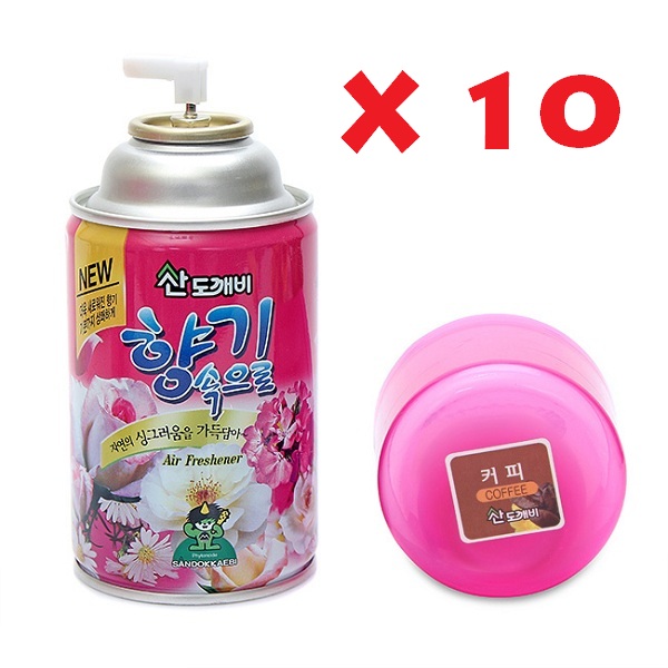 Bộ 10 chai xịt khử mùi thơm phòng Hàn Quốc cao cấp Sandokkaebi 300ml LLC184 (Hương Coffee)