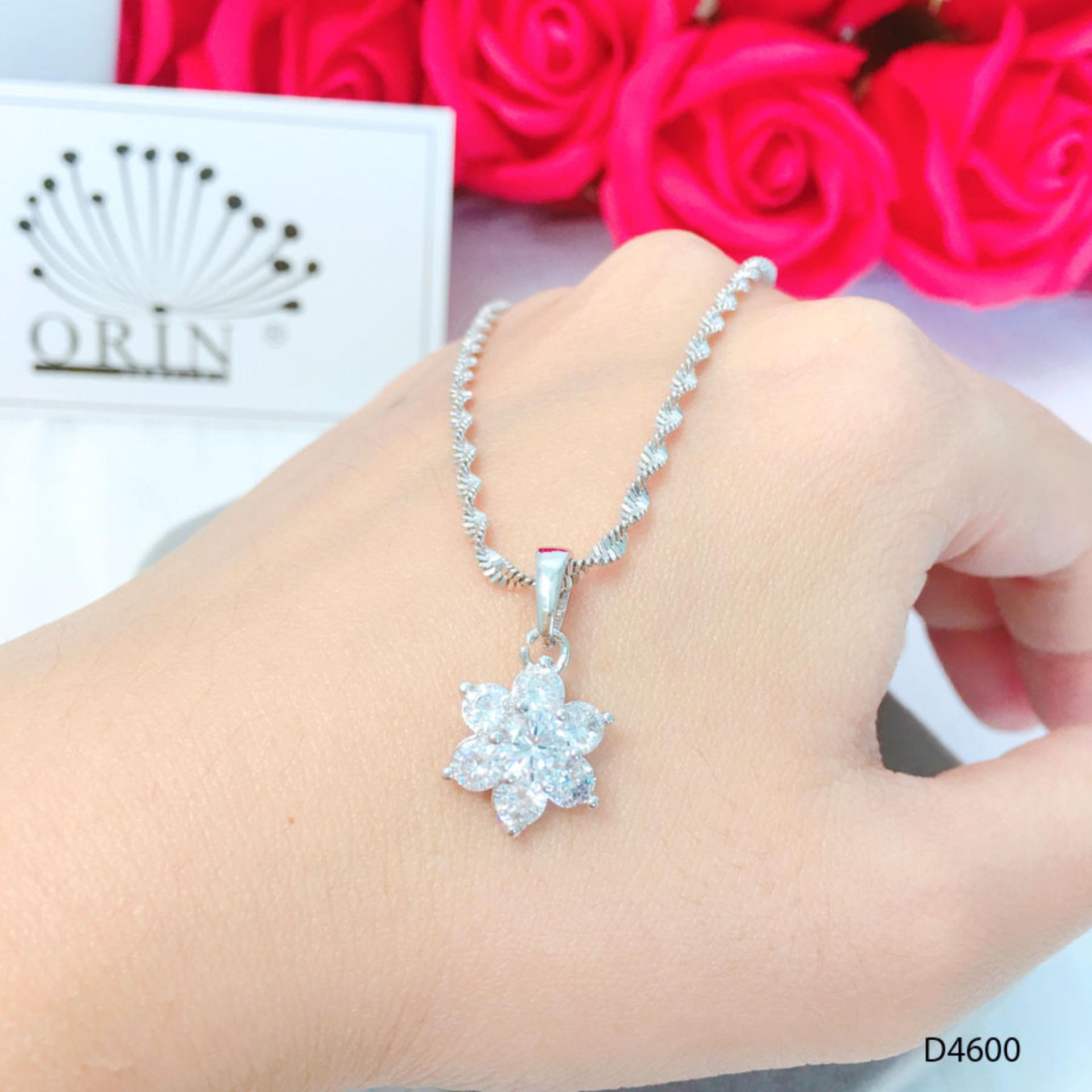 Dây chuyền bạc, dây xoắn mặt hoa tuyết thiết kế cao cấp Orin D4600 - Long Tien