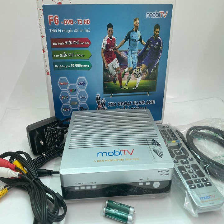 Đầu thu kỹ thuật số dvb t2 mobi f6, vivatv, avg, an viên tích hợp 2 trong 1 tặng tài khoản xem truyền hình quốc tế.