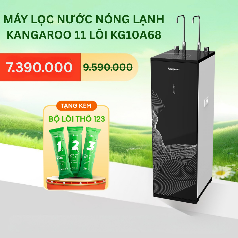 [MIỄN PHÍ LẮP ĐẶT] Máy Lọc Nước Nóng Lạnh Kangaroo Hydrogen 11 Lõi KG10A68