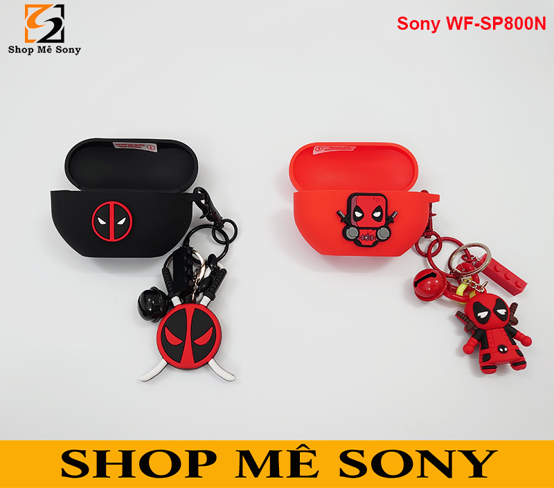 Sony WF-SP800N - Vỏ ốp bảo vệ siêu anh hùng Deadpool kèm móc khóa