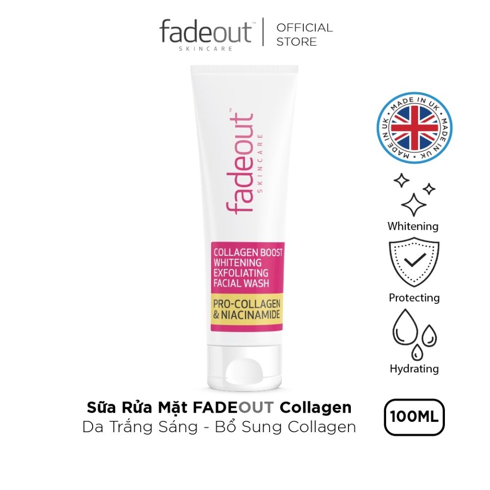 Sữa rửa mặt dưỡng trắng da bổ sung collagen fadeout , da trắng sáng - bổ sung collagen