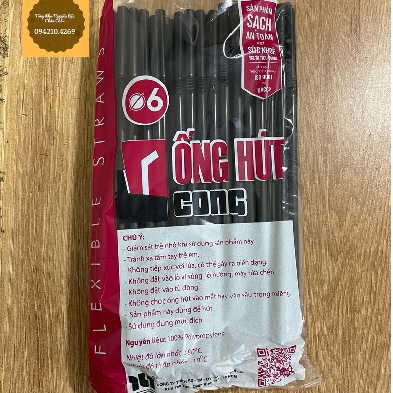 Ống hút cà phê bẻ cong đen f6 gói 80 cái- ống hút cafe bẻ cong 360 độ