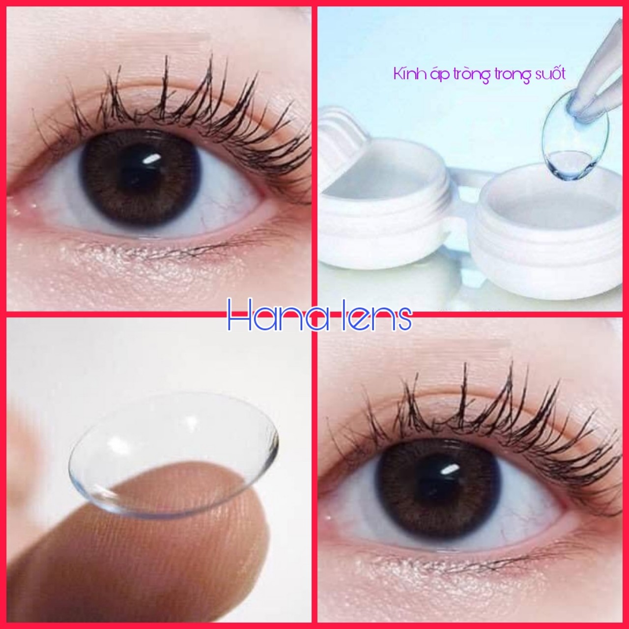 Lens _ Kính áp tròng cận trong suốt ( từ 1 đến 7 độ) Lens sử dụng 12 tháng  đeo tự nhiên, êm không cộm ( Tặng kèm khay ) Hana lens