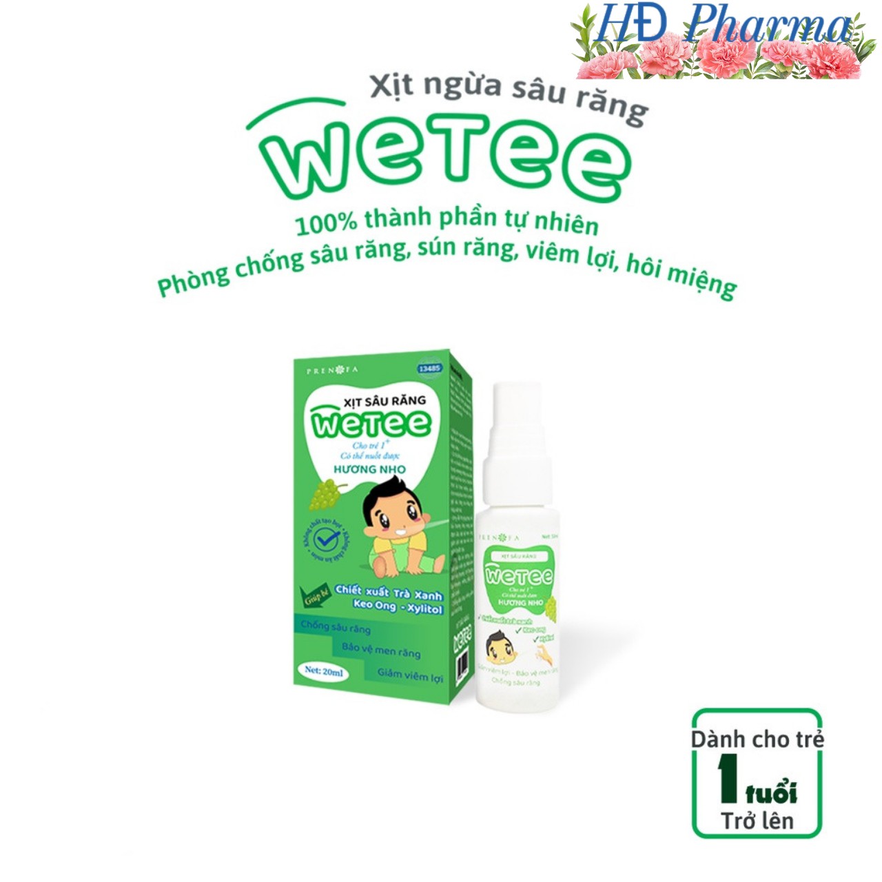 Xịt ngừa sâu răng Wetee lọ 30ml.. Phòng chống sâu răng, sún răng, hôi miệng