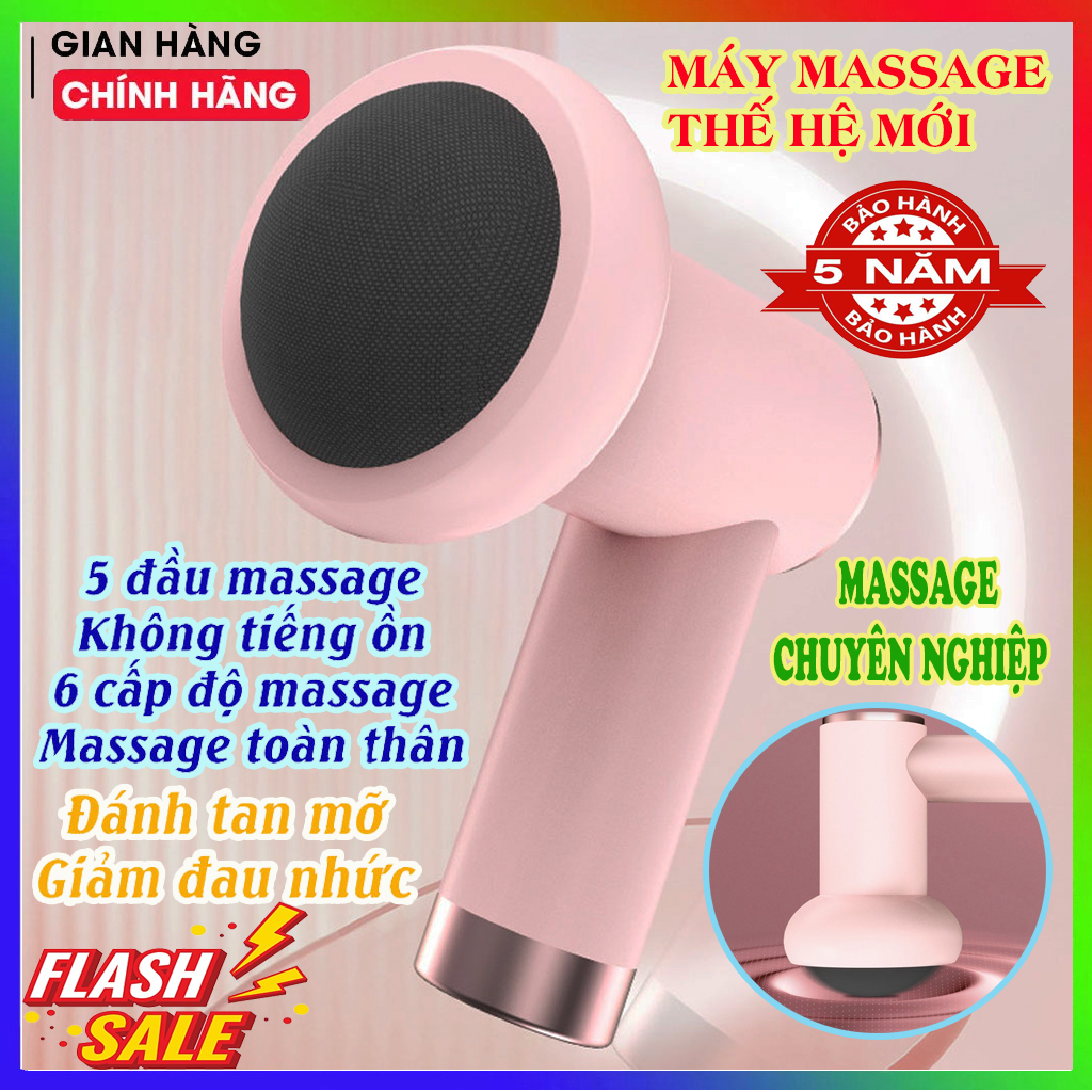 Máy massage cầm tay, máy mát xa toàn thân cao cấp 5 đầu massage và 6 chế