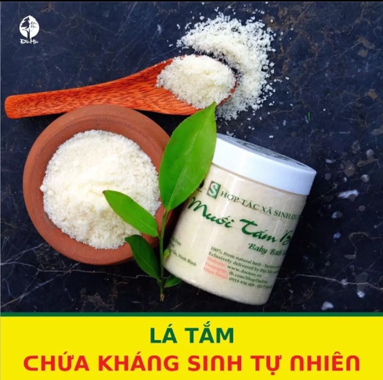 Muối tắm bé Độc Mộc 400G- Muối Tắm Bé Sinh Dược Trị RÔM SẨY, CỨT TRÂU, HĂM DA, MỒ HÔI TRỘM- Muối tắm bé