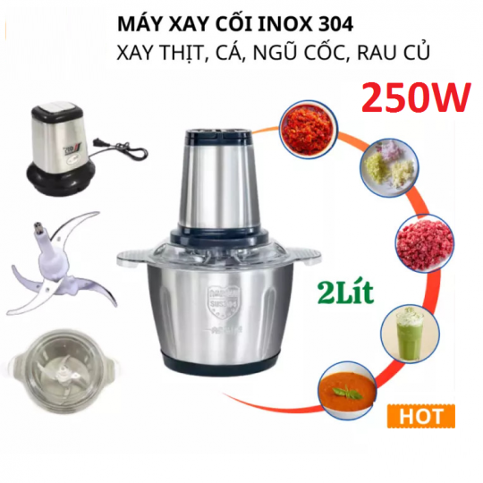 💝 Freeship 💝 Máy Xay Cầm Tay Đa Năng 4 Lưỡi Cối Inox - 2 Tốc Độ, Máy xay sinh tố, Xay Thịt, Rau, Củ, Qủa, Trái Cây