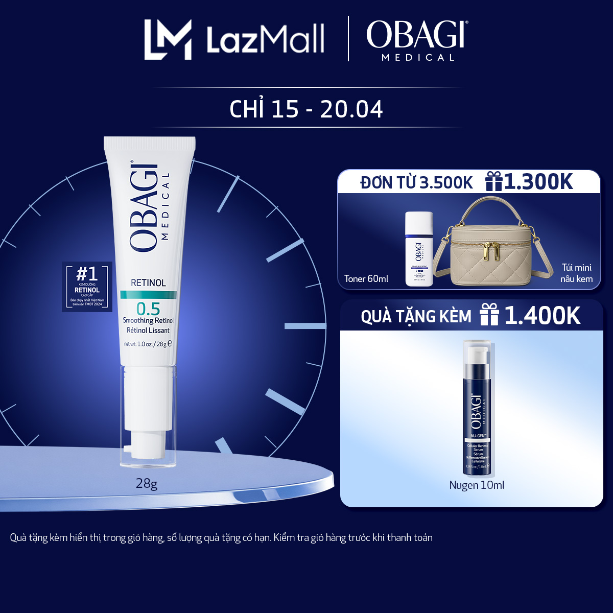 Kem dưỡng ẩm  làm giảm nếp nhăn Obagi Medical Retinol 0.5