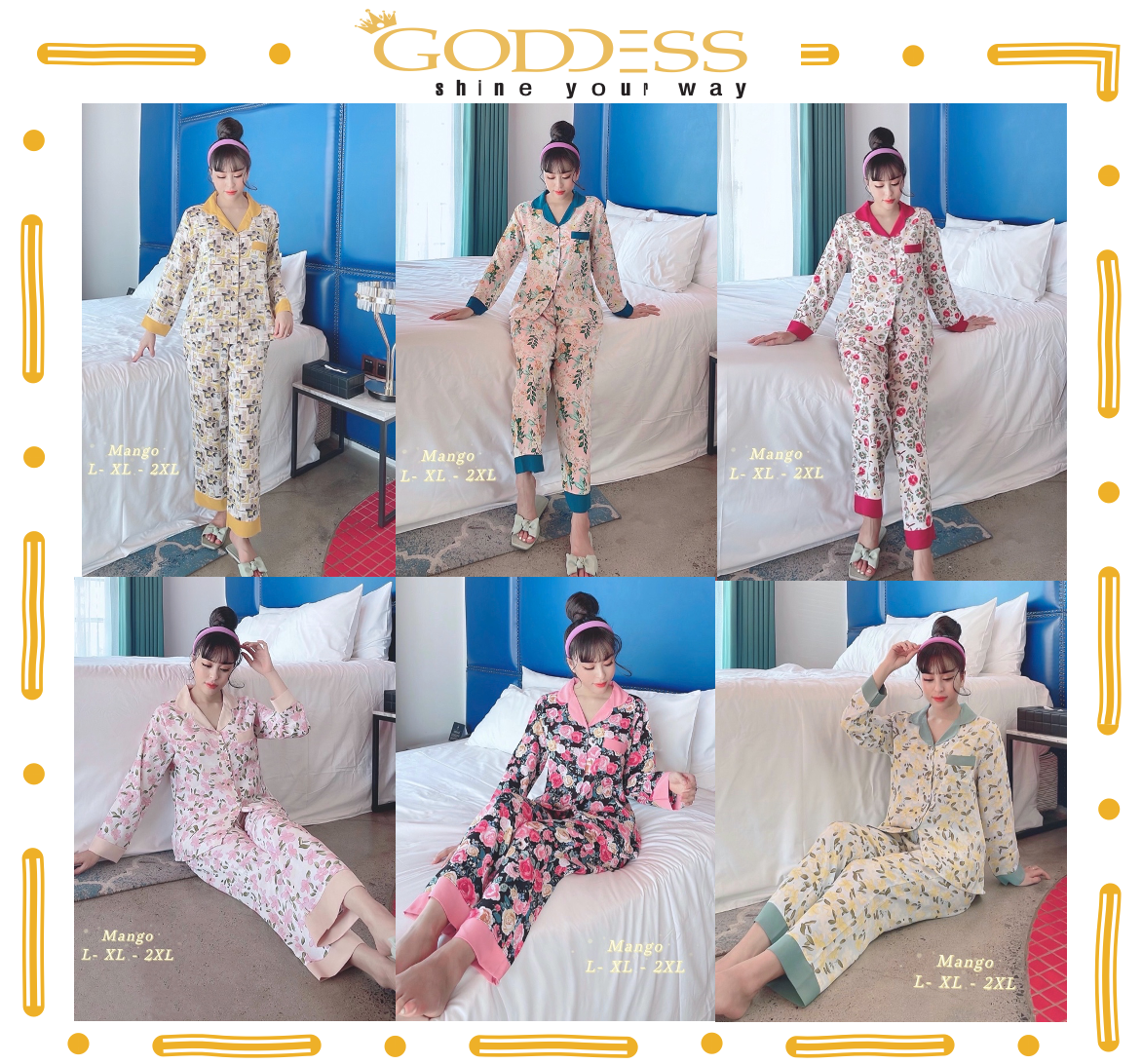  Đồ bộ Pijama Lụa Mango - Đồ ngủ dài tay dài xinh xắn trẻ trung Bigsize 40-75kg mềm mịn mát lịm mặc cực sang 