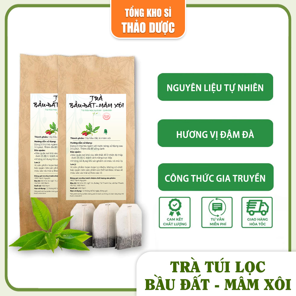 Trà túi lọc bầu đất mâm xôi, bịch 30 túi x 3g, đậm vị trà - Tổng Kho Sỉ Thảo Dược