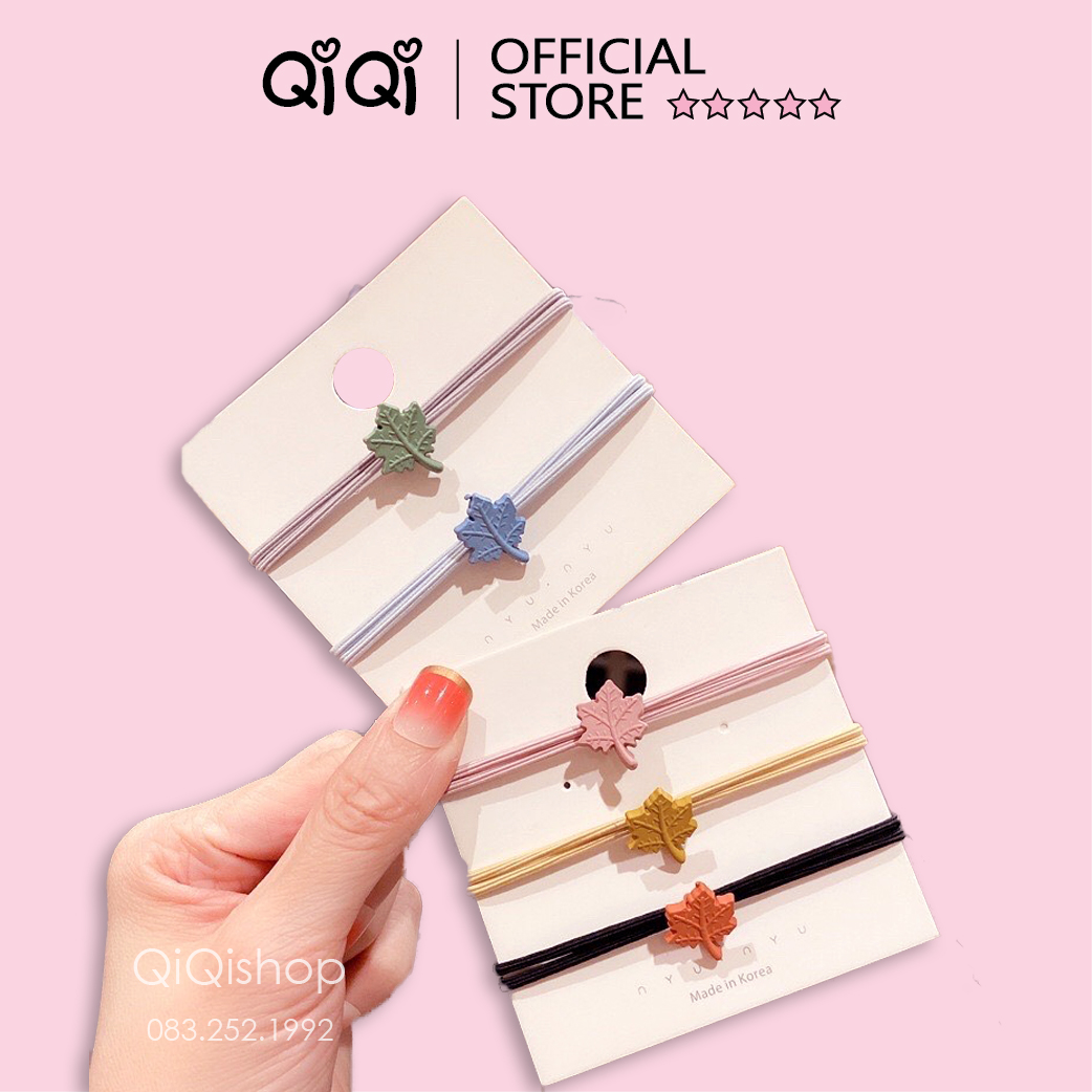 Dây chun buộc tóc hình LÁ - quà tặng cho khách hàng QiqiShop