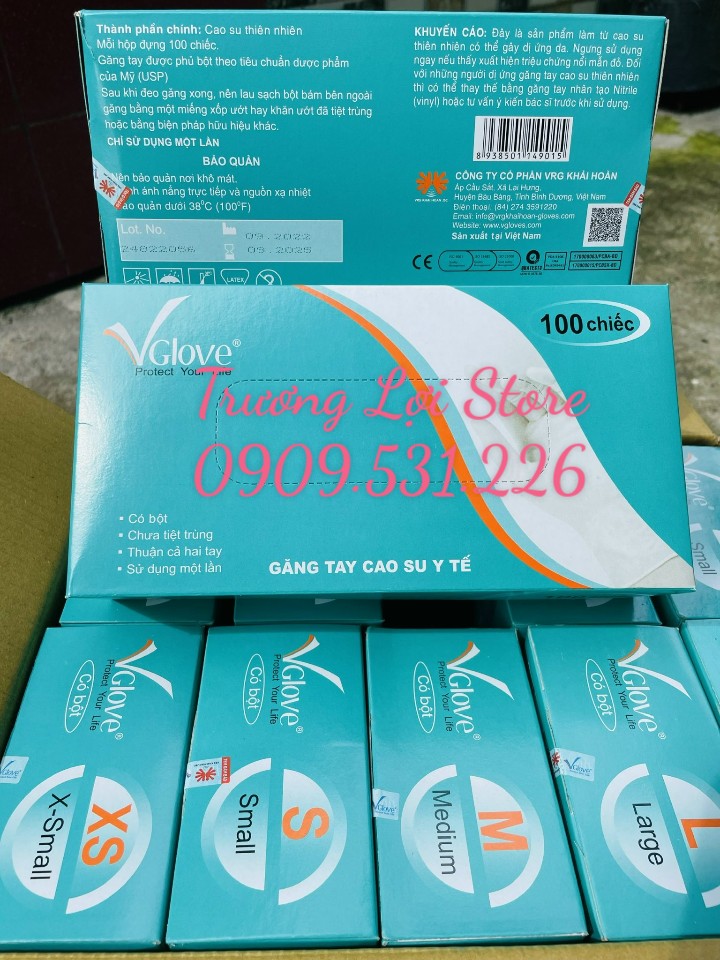 Găng Tay Y Tế Có Bột Vglove ( Hộp / 100 Chiếc ) Hàng Công Ty - Xuất VAT Free