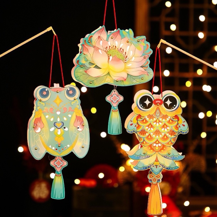 Lồng đèn trung thu tự làm, đèn lồng giấy, đèn lồng trung thu con vật độc đáo kèm đèn cầy điện - Happy Home 4U