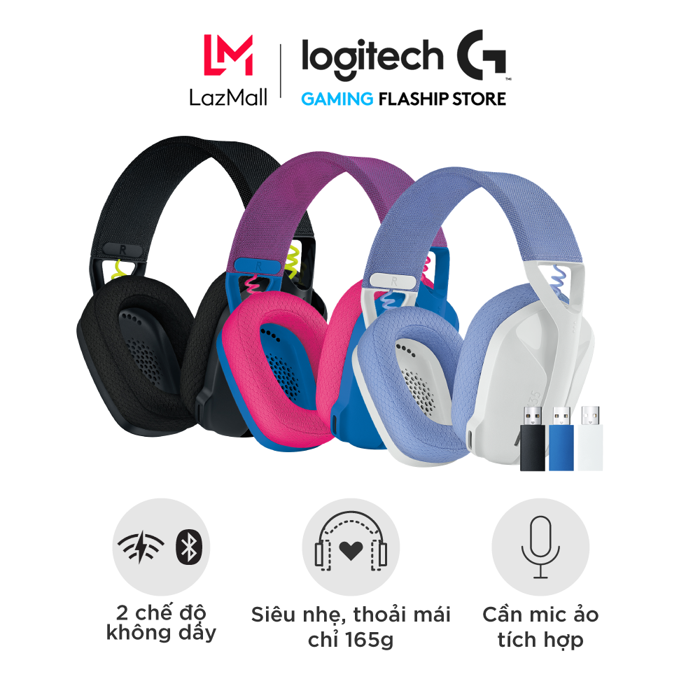 Tai nghe game không dây Bluetooth và Lighspeed Logitech G435 – Mic ảo tích hợp, nhẹ, tương thích PC, Điện thoại, PS4, PS5