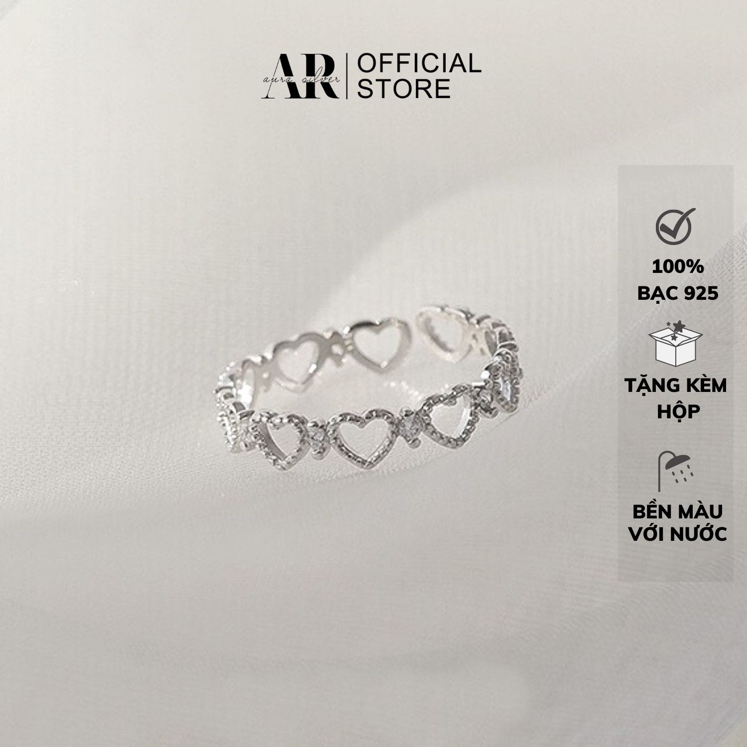 Nhẫn bạc nữ đẹp nhẫn tiny heart trái tim nhỏ đơn giản-AURASILVER-N17